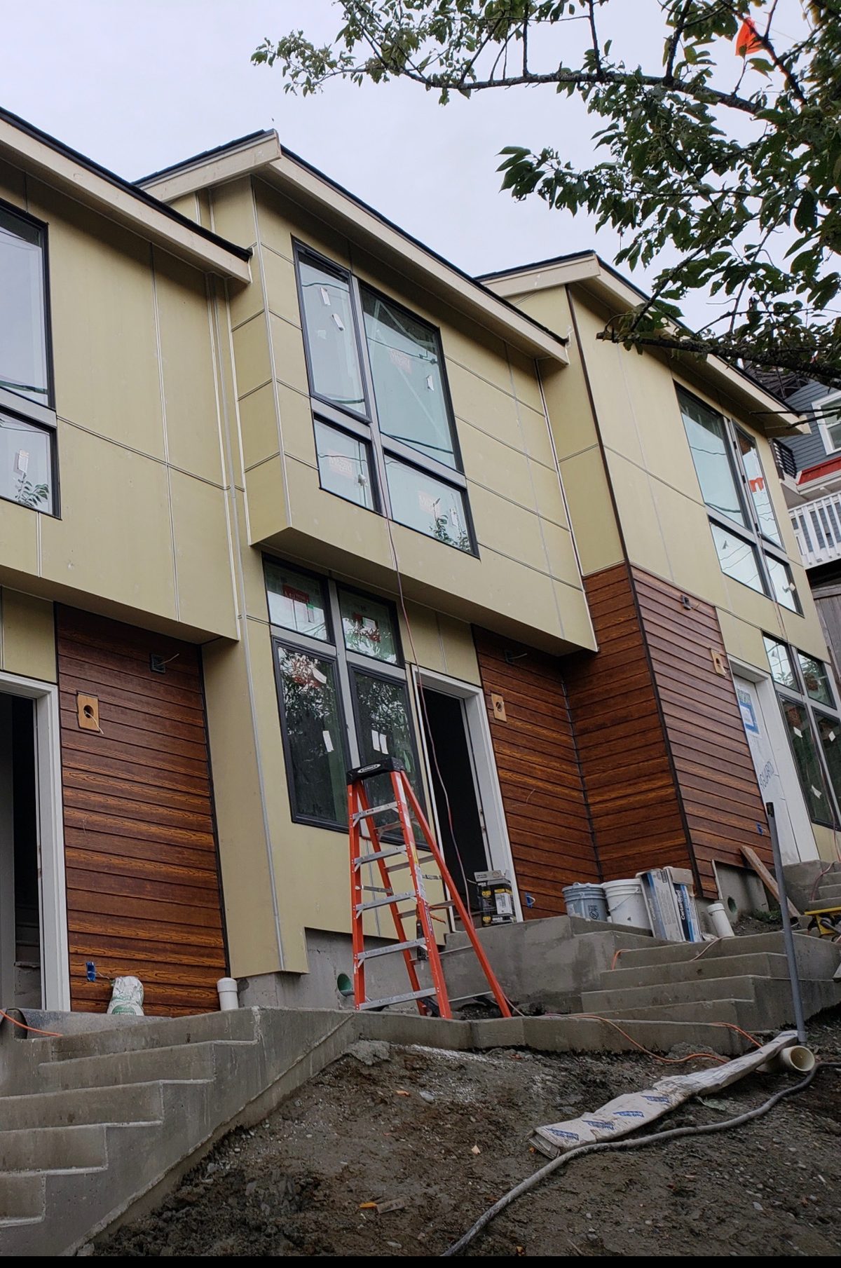 Modern siding with wood accent panels